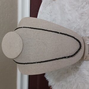 Bellezza Black Spinel Bead Bronze Necklace 24" NEW